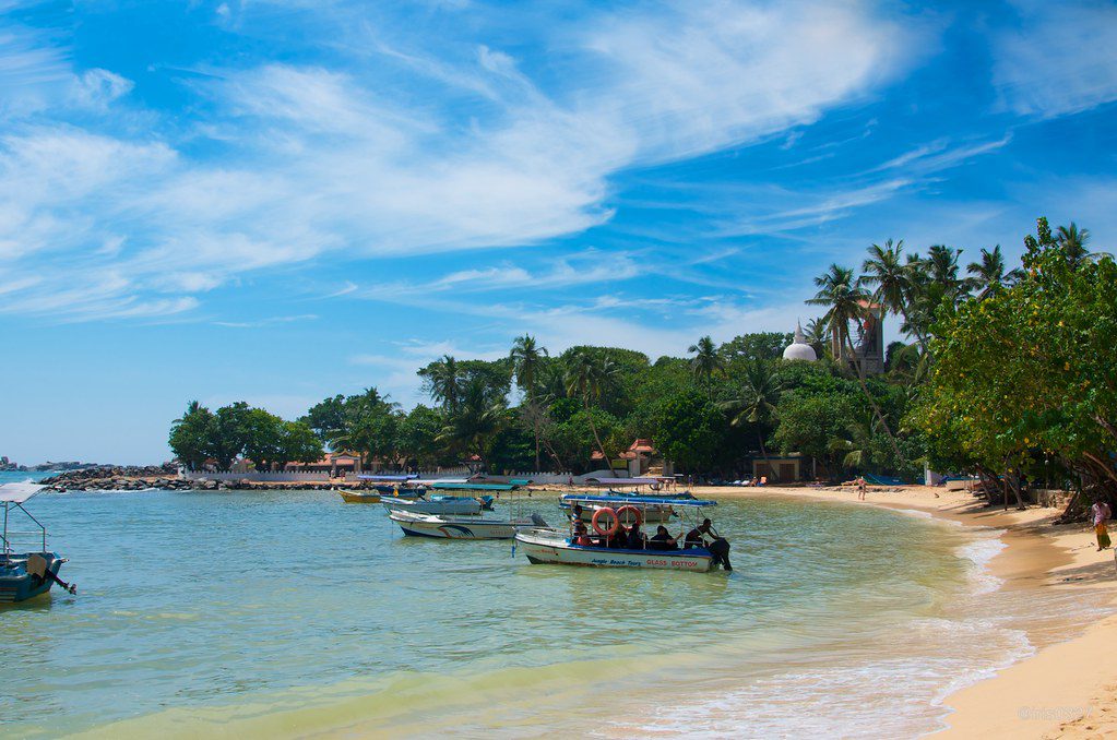Unawatuna neďaleko mesta Galle na pobreží Sri Lanky.